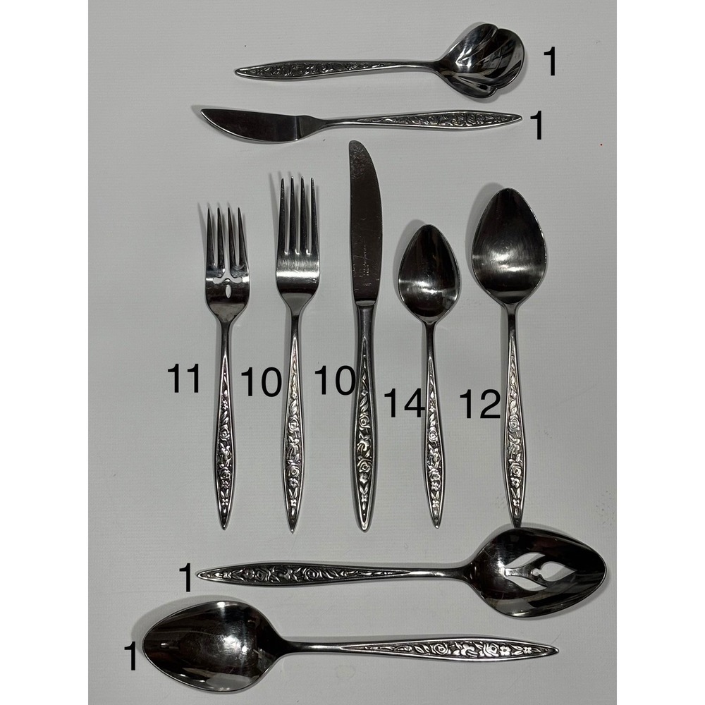 Ekco Eterna Santiago Pattern Stainless Silverware Flatware Set 61 Pieces Vintage - Picture 10 of 10
